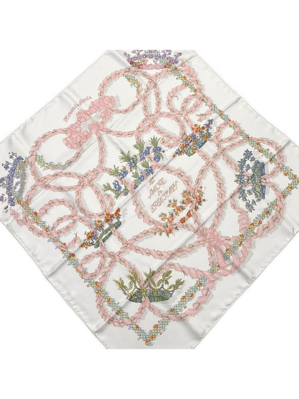 Hermes Scarf Carre 90 Pink White Multi le Sacre du Printemps